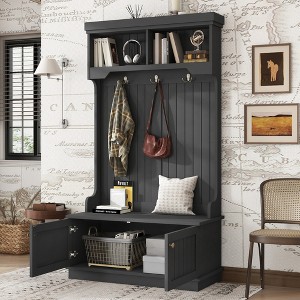 Lycvki 4-in-1 Design Hall Tree with Storage Shoe Bench and Hooks for Entryway - 1 of 4