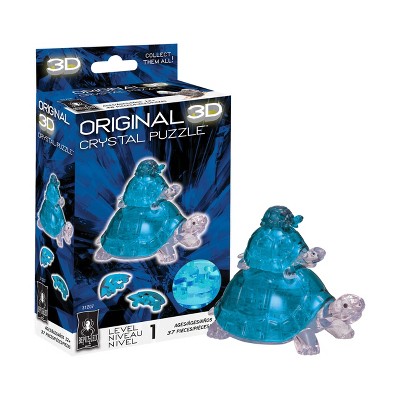 Blue and Clear 3D Crystal Turtle Puzzle Set