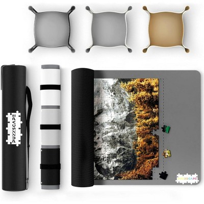 Beyond Innoventions Jigsaw Puzzle Mat Roll Up – Fits Up to 1500 Pieces, 47" x 26", with 3 Trays, 3 Straps, Foam Tube, and Storage Bag