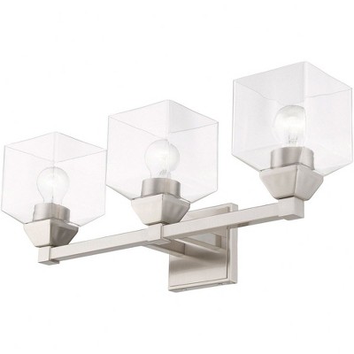 Aragon Brushed Nickel 3-Light Vanity Sconce with Clear Glass Shades