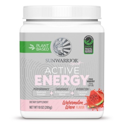 Sunwarrior Active Energy Pre-Workout Plus Hydration Powder, Sugar Free, Watermelon, Mango Lemonade, Peachy Mango, Strawberry Lemonade, 30 Servings