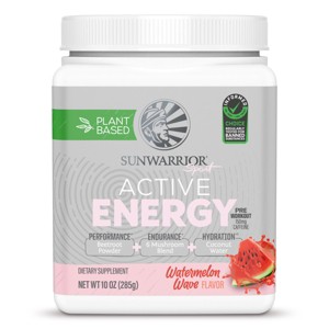 Sunwarrior Active Energy Pre-Workout Plus Hydration Powder, Sugar Free, Watermelon, Mango Lemonade, Peachy Mango, Strawberry Lemonade, 30 Servings - 1 of 4