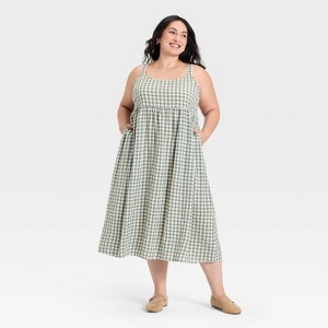 empire waist midi dress in plaid Empire-Waist Midi Dress in Plaid