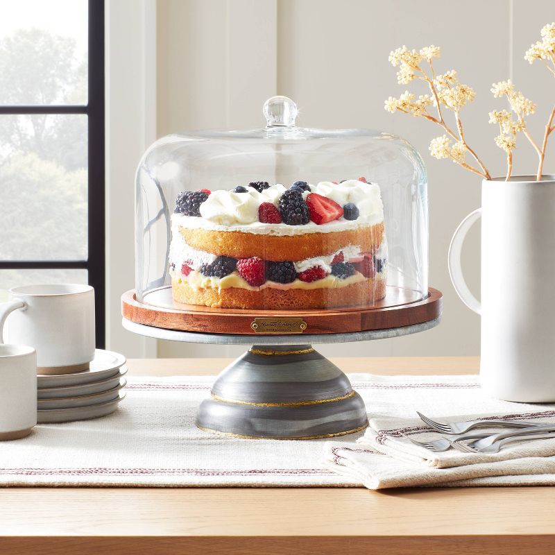 11&#34; Galvanized Metal &#38; Wood Cake Stand with Glass Cloche - Hearth &#38; Hand&#8482; with Magnolia, 2 of 11