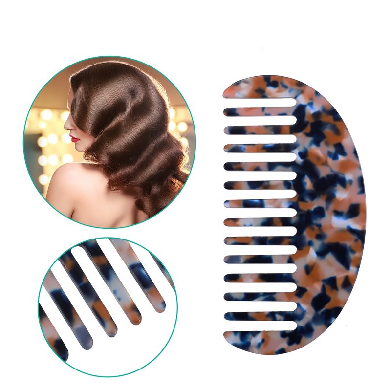 Unique Bargains Anti-Static Hair Comb Wide Tooth for Thick Curly Hair Hair Care Detangling Comb 2 Pcs, 2 of 7