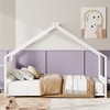 Lyngins Twin Size Bed Frame, Kids' House Bed Frame with Roof & Colorful Lights, Metal  Floor Bed Frame with Slats and Legs, Toddler Bed with Backrest - 2 of 4