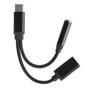 iMountek"USB Type-C to 3.5mm Aux Audio & Charging Adapter, Braided TPE Cable, Metal Shell, Headphone Splitter"Black&Silver - 1 of 4