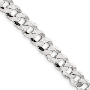 Black Bow Jewelry Men's 8.5mm Sterling Silver Solid Flat Curb Chain Necklace - 1 of 4
