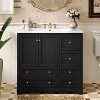 Vynxaria Bold Black 36 in Four Drawer Two Door Bathroom Cabinet Soft Close Hinges Metal Handles with 4 Storage Drawers and Shelf Soft Closing Doors - 2 of 4