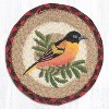 Earth Rugs Oriole Round Coaster – 7"x7" Braided Jute with Hand-Stenciled Bird Design for Nature-Inspired Decor - 2 of 3