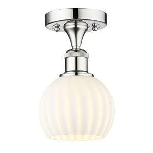 White Venetian - 1 Light Semi-Flush Mount In Modern Style-8.13 Inches Tall and 6 Inches Wide - 1 of 1