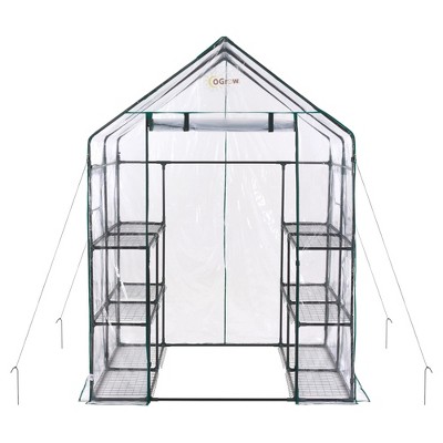 Deluxe Walk - In 6 Tier 12 Shelf Portable Greenhouse  - Light Clear - Ogrow