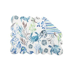 C&F Home Crescent Bay Quilted Reversible Nautical Beach Placemat Set of 6 - 1 of 4