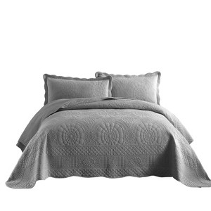 Marcielo 3 Pcs Cotton Oversized Quilt Bedspread Set TF - 1 of 4