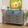 Grey Dresser with Charging Station & LED Lights, 6-Drawer 2-Door Cabinet or 8-Drawer Tall Chest, Modern Storage for Bedroom, Living Room, Hallway - 3 of 4
