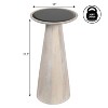 JONATHAN Y Linden 21.5" Farmhouse Industrial Mango Wood Drink Table with Round Black Glass Top & Cone Pedestal Base - 3 of 4