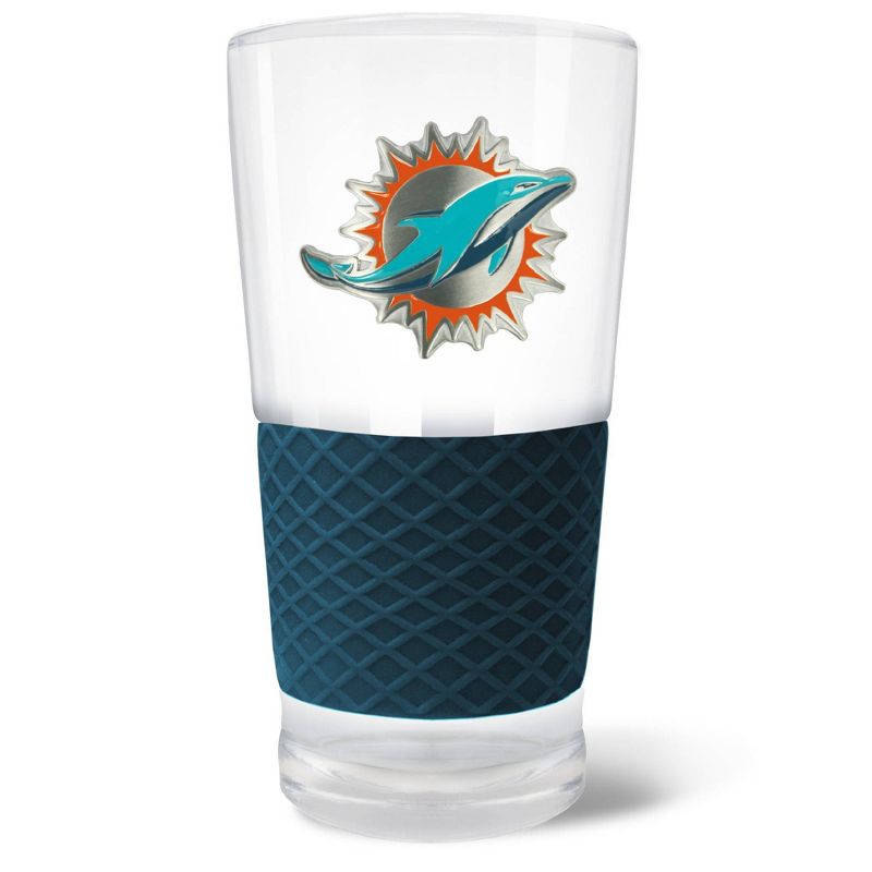 NFL Miami Dolphins 22oz Pilsner Glass with Silicone Grip, 1 of 2