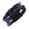 Steeltime Men's 2pc genuine black, blue and brown wrap multi-Row leather drawstring bracelets - 2 of 4