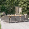 vidaXL Patio Dining Set - 13 Piece Gray Acacia Wood with Cushions - Outdoor Garden Furniture - 12 Rattan Chairs - 2 of 4