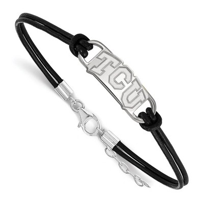 Black Bow Jewelry Sterling Silver Texas Christian Horned Frogs NCAA Identification Bracelet 7 Inch