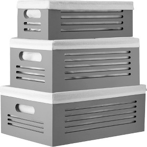 Creative Scents Wooden Storage Gray Bins - Set of  3 (Small, Medium, and Large) - 1 of 4