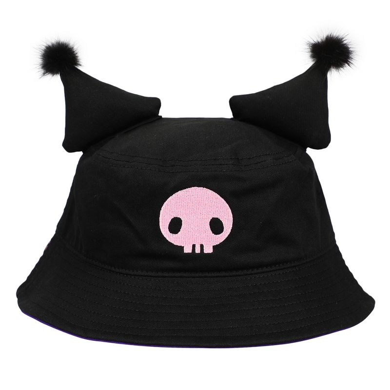 My Melody Kuromi Inspired Black unisex Bucket Hat with ears, 1 of 7