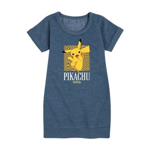 - Pokémon - Hypnotic Pikachu Art Graphic Short Sleeve Fleece Dress - 1 of 4