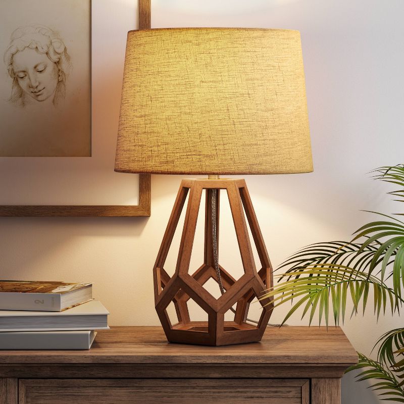 Large Wood Geo Assembled Table Lamp - Threshold™, 3 of 11