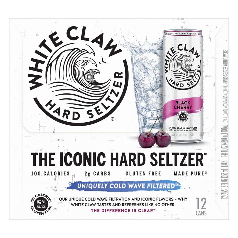 White Claw Black Cherry Hard Seltzer - 12pk/12 fl oz Slim Cans, 6 of 11