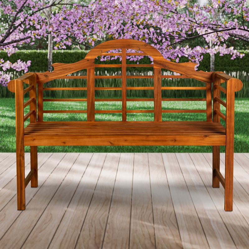 Lutyens 3-Seat Arched Acacia Wood Outdoor Garden Patio Bench - JONATHAN Y, 3 of 9