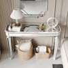 Okak 48IN Vintage Console Table with Wood Grain Carving, Accent Table with Mirror Surface, Hallway Table for Living Room, Entryway - 4 of 4