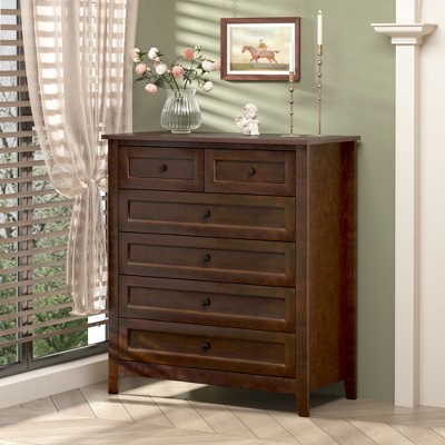 Modern 6/4/7 Drawer Dresser with Wooden Leg and Retro Round Pull Handle - ModernLuxe