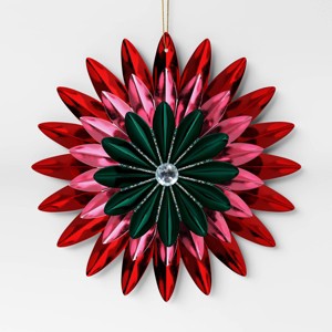 Christmas Foil Flower Ornament Red - Wondershop™ - 1 of 3