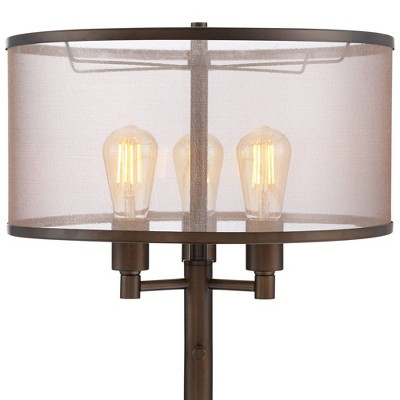 Durango 62" Rustic Edison Bronze Floor Lamp with Sheer Shade