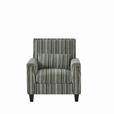 Modern Upholstered Accent Armchair, Green Striped Fabric Accent Chair with Nailhead Trim, Comfy Occasional Chairs for Living Room, Apartment - Koiai