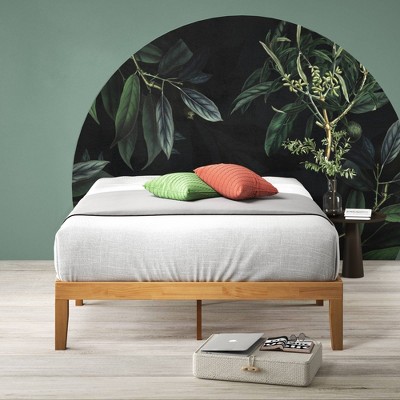 Natural Wood Queen Platform Bed Frame with Storage and Slats