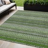 Green And Ivory Striped Washable Indoor Outdoor Area Rug - 2 of 4