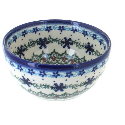 Blue Rose Polish Pottery Winter Celebration Dessert Bowl