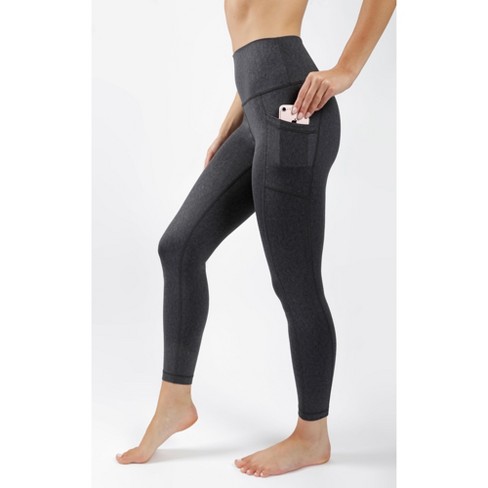 Yogalicious - Women's Nude Tech Water Droplet High Waist Ankle Legging -  Black - X Small