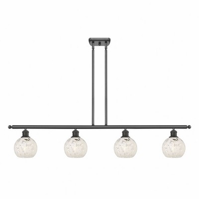 White Mouchette - 4 Light Stem Hung Island In Modern Style-8.5 Inches Tall and 48 Inches Wide