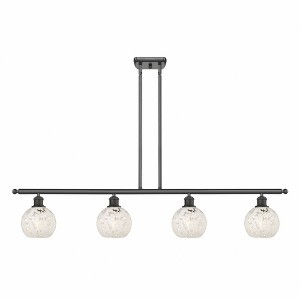 White Mouchette - 4 Light Stem Hung Island In Modern Style-8.5 Inches Tall and 48 Inches Wide - 1 of 1