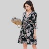 Anna-Kaci Women's Floral Print Wrap Dress with Ruffle Hem and Waist Tie - 4 of 4