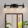 DORESshop 25 in. 4-Light Matte Black Bathroom Vanity Light with Seeded Glass Shade, Modern KD Wall Light for Mirror - 3 of 4