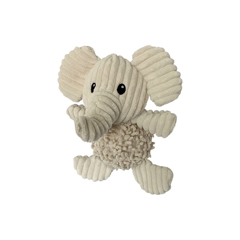 Petlou Durable Natural Nubby Plush Dog Toys with Squeaker and Crinkle Paper - 10" Natural Elephant, 1 of 2