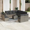vidaXL 12 Piece Patio Sofa Set with Cushions Gray Poly Rattan - With Table - 2 of 4