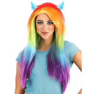 HalloweenCostumes.com One Size Fits Most  Girl  My Little Pony Dash Rainbow Wig, Green/Orange/Blue - 1 of 4
