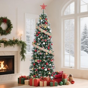 Pencil Christmas Tree Slim Holiday Decoration, Metal Stand,Xmas Tree for Room, Bedroom, Apartment, Outdoor Porch, Office (White,) - 1 of 4