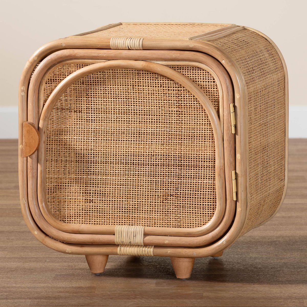 bali & pari Keita Natural Rattan Nightstand: Handcrafted, Bohemian Design, Two Shelves, No Assembly Required - thumbnail 9
