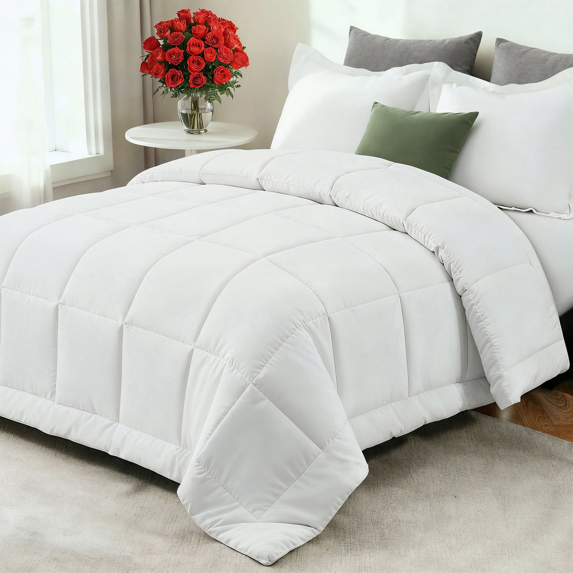 Premium All-Season Down Alternative Comforter - Fluffy Oversized Duvet Insert - CGK Linens