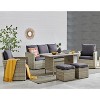 Barton 6 PCS Patio Dining Set Rattan Wicker Set With Wood Grain Top Table, Grey - 2 of 4